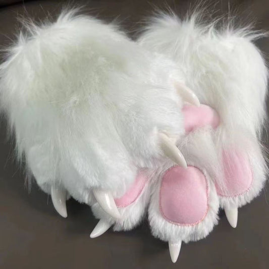 Cozy Plush Paw Eldiven – Yumuşak Tüylü Kedi & Ayı Kostüm Pençesi