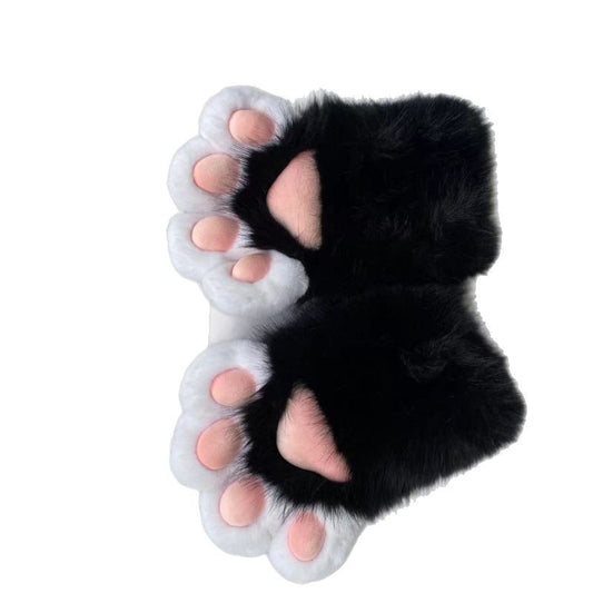 Cozy Plush Paw Eldiven – Yumuşak Tüylü Kedi & Ayı Kostüm Pençesi