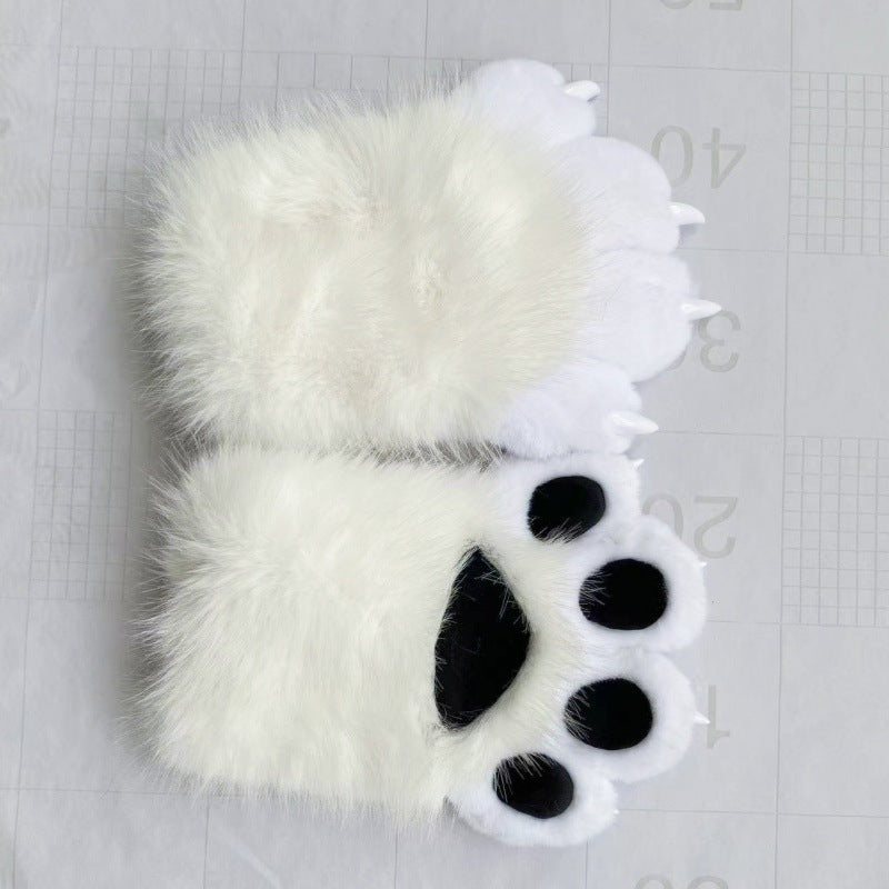Cozy Plush Paw Eldiven – Yumuşak Tüylü Kedi & Ayı Kostüm Pençesi