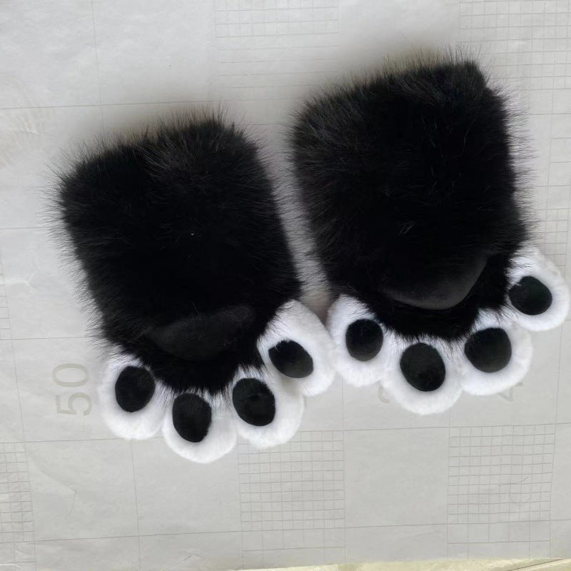 Cozy Plush Paw Eldiven – Yumuşak Tüylü Kedi & Ayı Kostüm Pençesi