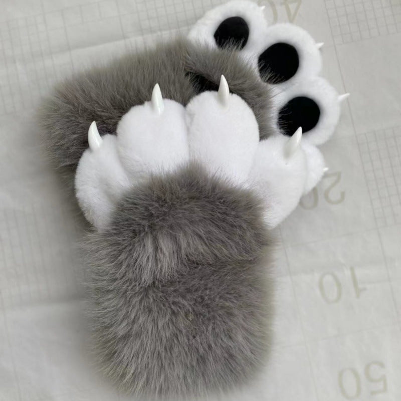 Cozy Plush Paw Eldiven – Yumuşak Tüylü Kedi & Ayı Kostüm Pençesi