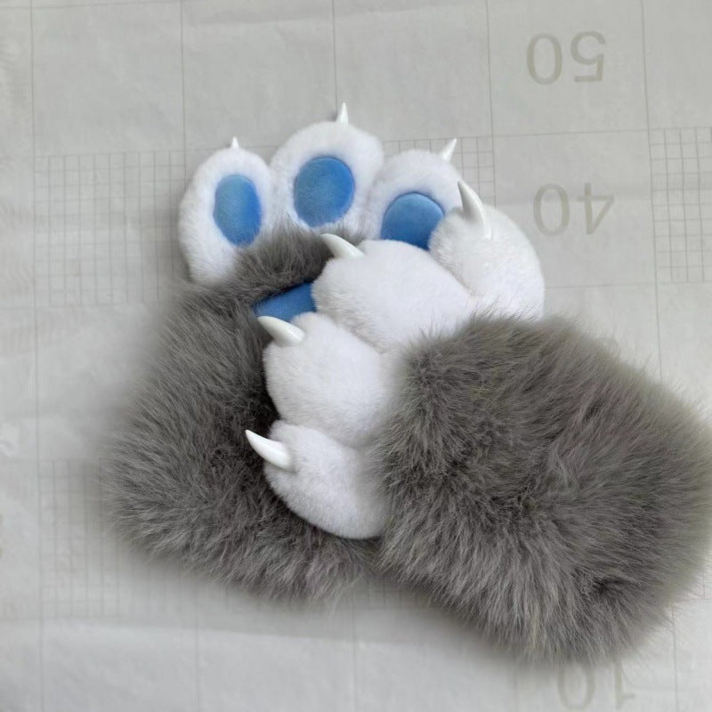 Cozy Plush Paw Eldiven – Yumuşak Tüylü Kedi & Ayı Kostüm Pençesi