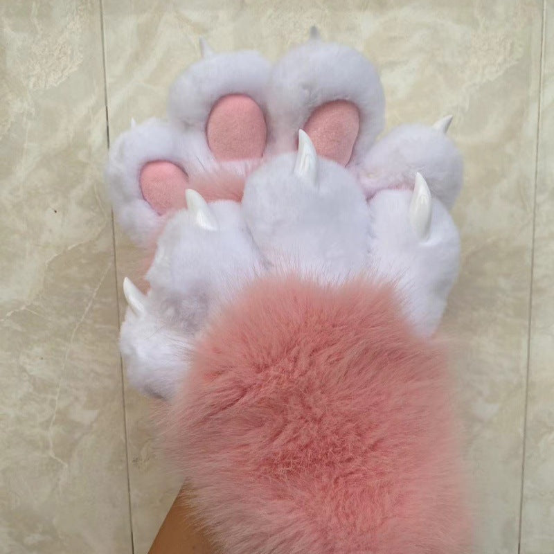 Cozy Plush Paw Eldiven – Yumuşak Tüylü Kedi & Ayı Kostüm Pençesi