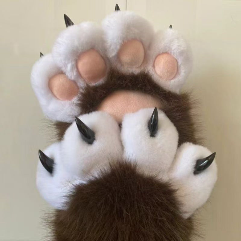 Cozy Plush Paw Eldiven – Yumuşak Tüylü Kedi & Ayı Kostüm Pençesi