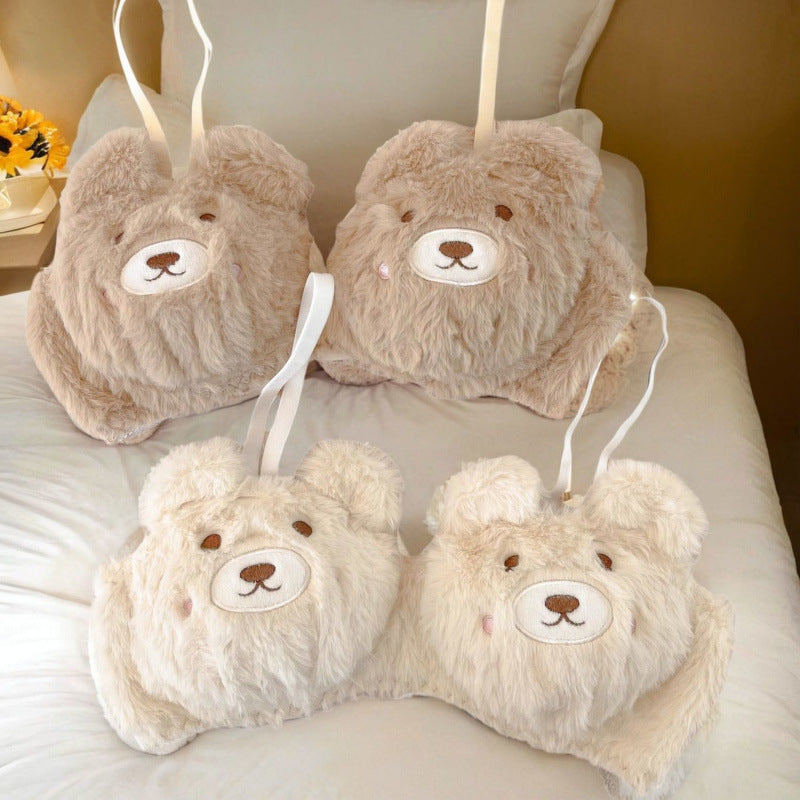 Cozy Plush Ayı Sütyen Takımı – Kışlık Yumuşak Peluş Ev Konforu